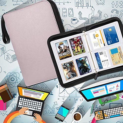 400 Pockets Baseball Card Binder Holder, Trading Card Sleeves Compatible with Pokemen, Football and Sports Cards, Card Binder with Zipper, Sheets for TCG - Thumbnail 6