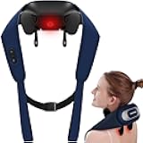 KingPavonini Neck Massager with Voice Prompt, 2 Silicone Massage Heads, Wireless Shoulder Massager with Heat, 6D Shiatsu Back and Neck Massage for Pain Relief Deep Tissue, Gifts for Men Women