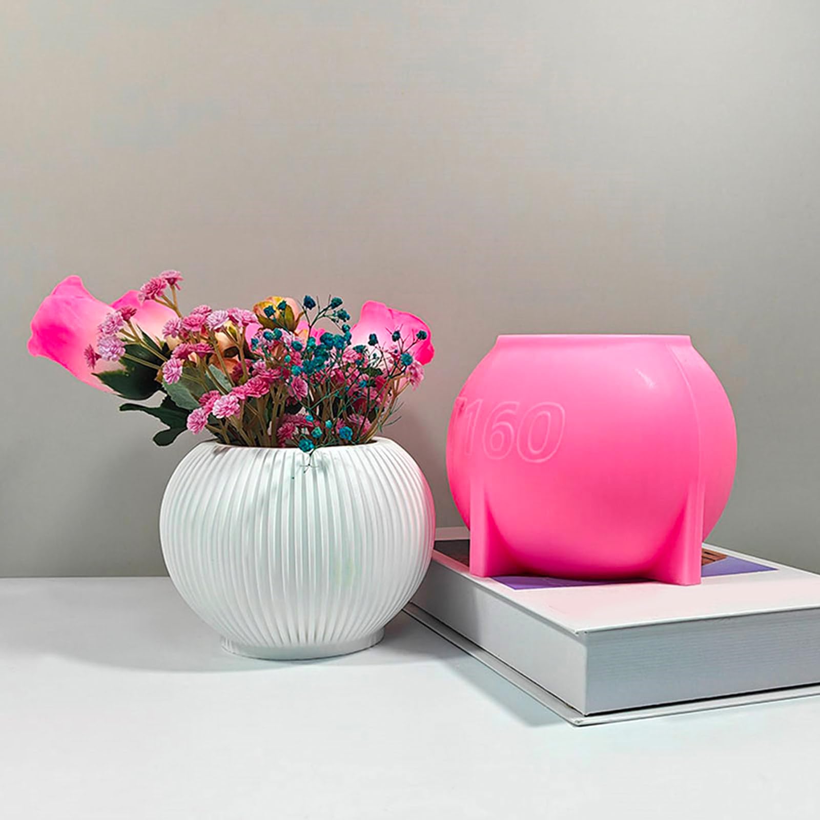 Moule en silicone résistant à la chaleur pour vase à rayures, décoration d'intérieur, fabrication de porte-stylo résistant aux hautes températures, décoration de plantes d'intérieur