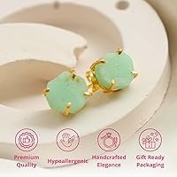 Vista 91 de Gempires Natural Raw Prong Setting Stud Earrings, 8-10 mm Crystals Earring, Handmade Jewelry, Gift for Her