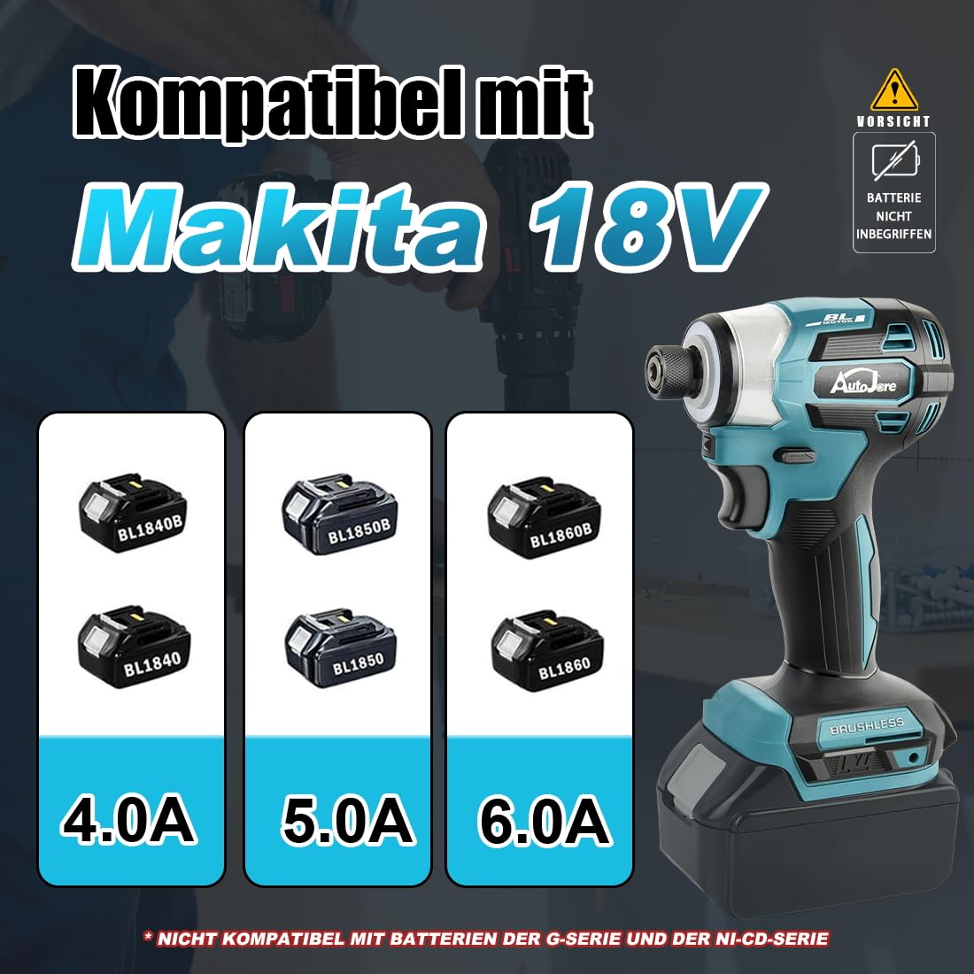 Bezszczotkowa wkrętarka akumulatorowa kompatybilna z Makita 18 V