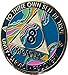 RecoveryChip 8 Month AA Medallion Elegant Marble Tahiti Teal Blue Pink and Aqua Glitter Gold Plated Sobriety Chip
