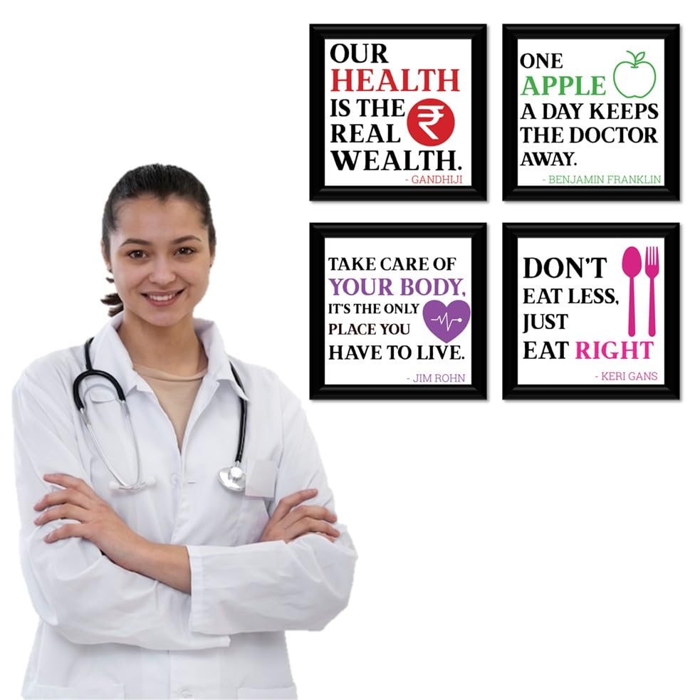 Image of JABSY Doctor Hospital Health Facts Medical Physiotherapy Dentist Wall Decor Poster Framed Gift (7 Inch Square Frame - Set of 4) (Hospital S024)