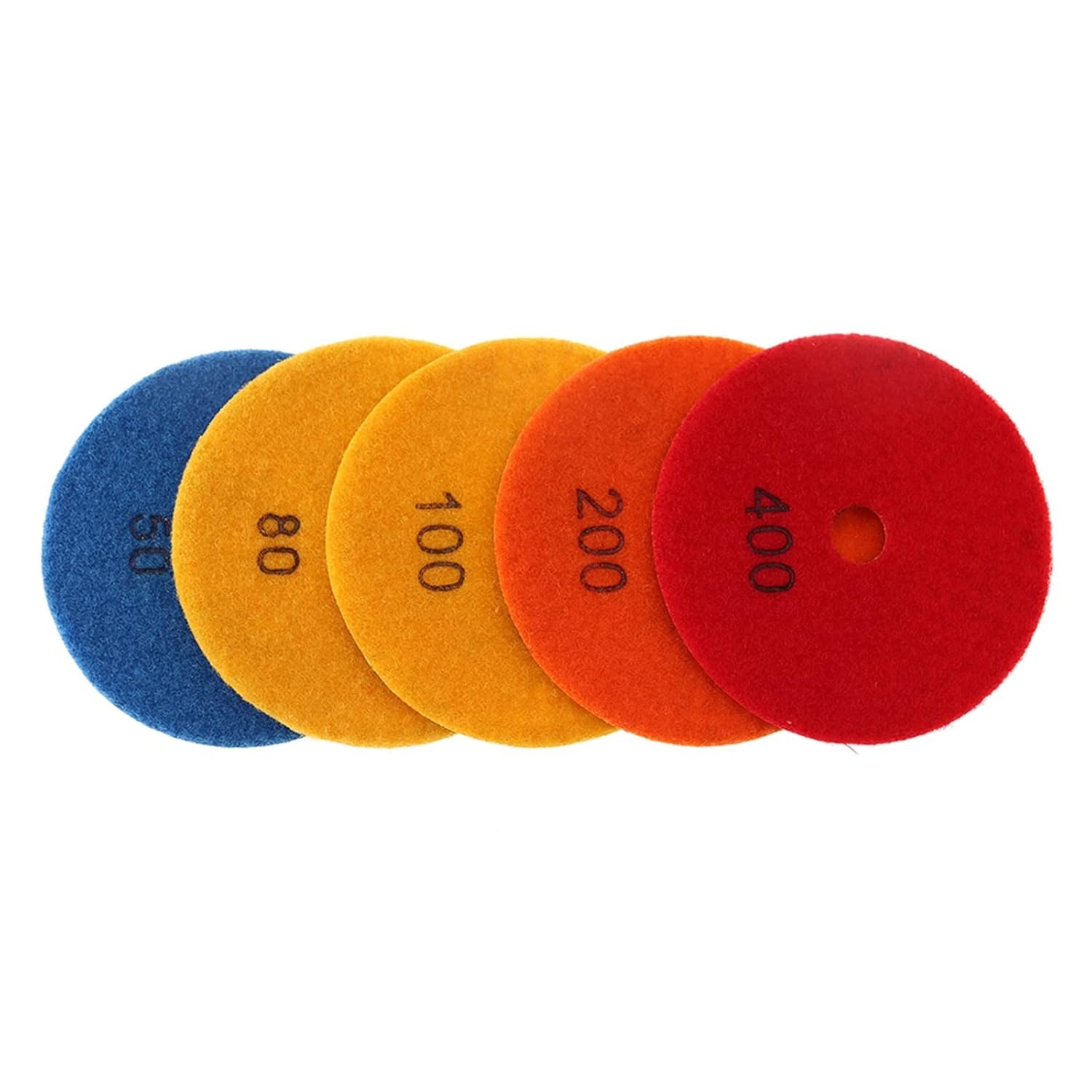 5PCS 4Inch Diamond Polishing Pad Premium Copper Bond Wet Polishing Pads for Granite Marble Concrete Floor Grinding Discs(Mix 5 Grits)