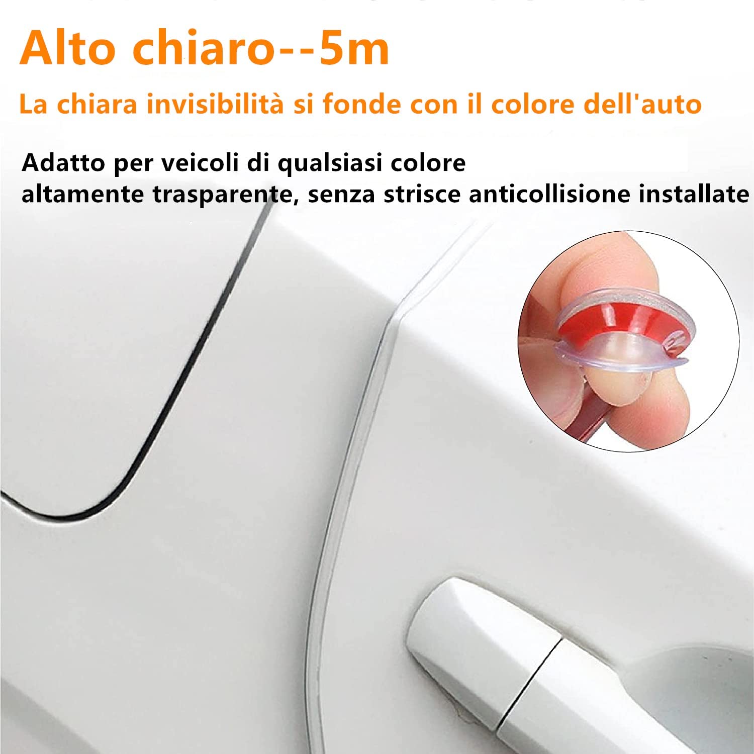 Proteggi bordo auto Striscia 5M protezione bordo in gomma protezione guarnizione a forma di U protezione bordo auto, per Bordi dell'auto per Maggior Parte delle Auto Trasparente