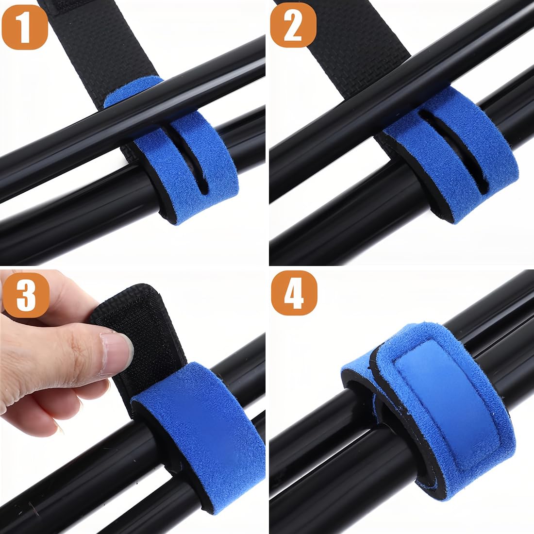 Scratch pour Canne à pêche，Sangle Scratch，Fourreau canne a peche，Elastique Peche Housse pour peche carpe，Maintenir Vos brins de Cannes Ensemble，6 PCS