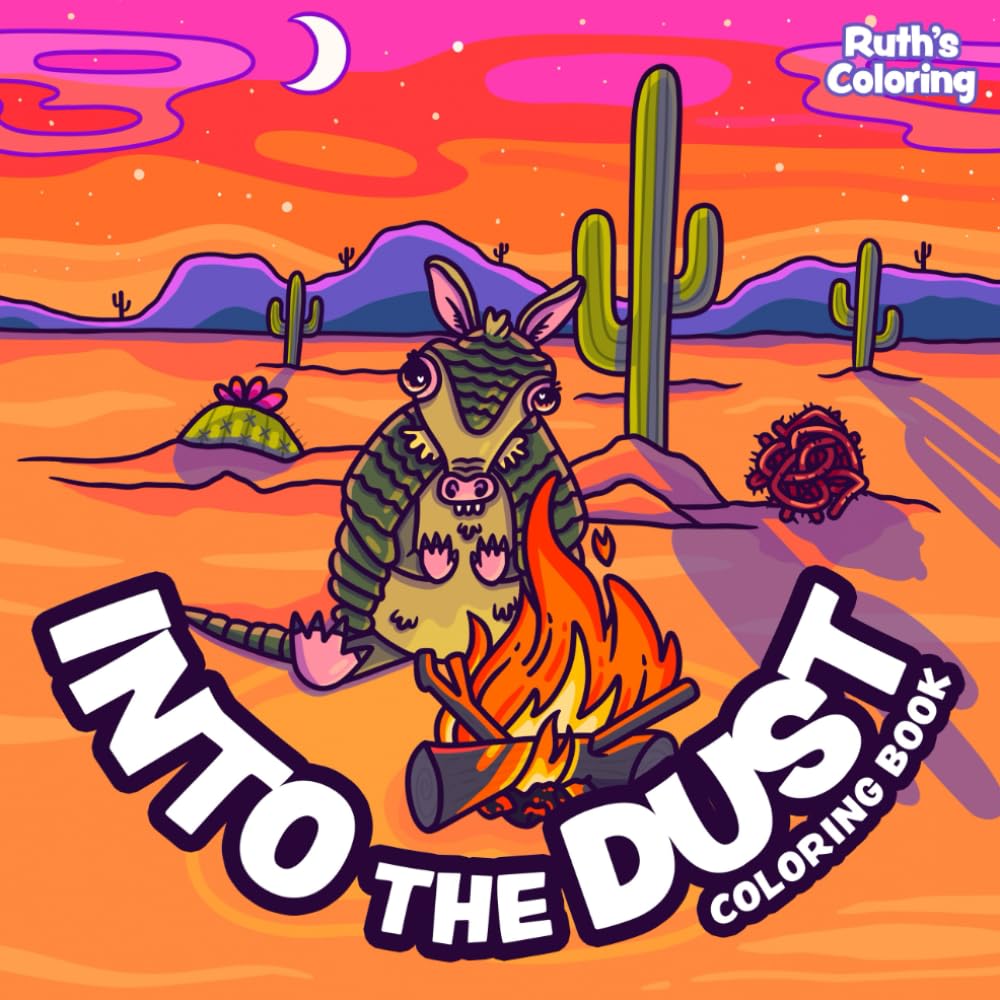 Into The Dust Square Coloring Book: Hand-Drawn Illustrations with Relaxing Bold Lines for All Ages (Easy Coloring)