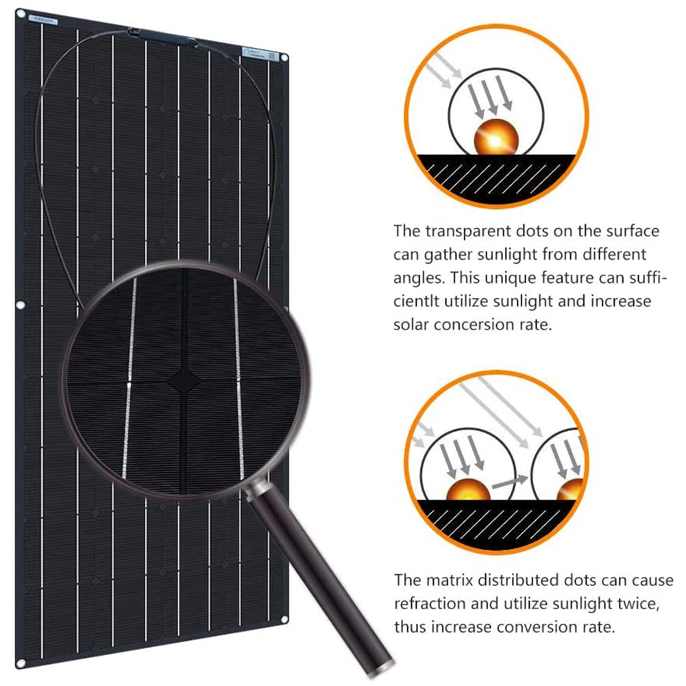 Kit de panel solar, kit completo de panel solar, kit de sistema monocristalino flexible de 300 W, cargador de batería, mantenedor, for RV, autocaravana, barco, casa, teléfono celular portátil, cabina,