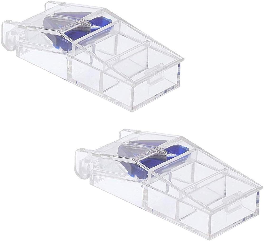 2 Pack Premium Portable Crystal Clear Pill Cutter for Small or Large Pills with Two Storage Compartments : Health & Household