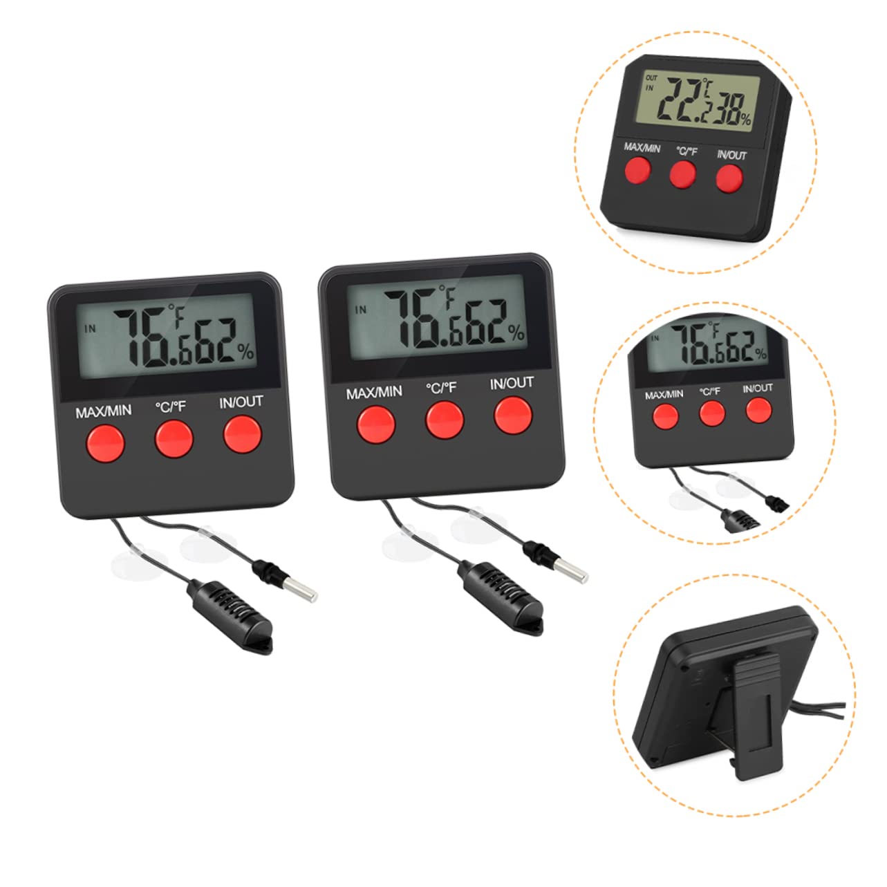 COLLBATH 4sätze Hygrometer Und Thermometer Für Terrarien Präzise Temperatur Und Luftfeuchtigkeitsmessung Für Reptilien Und Eier-inkubation Einfach Zu Montieren