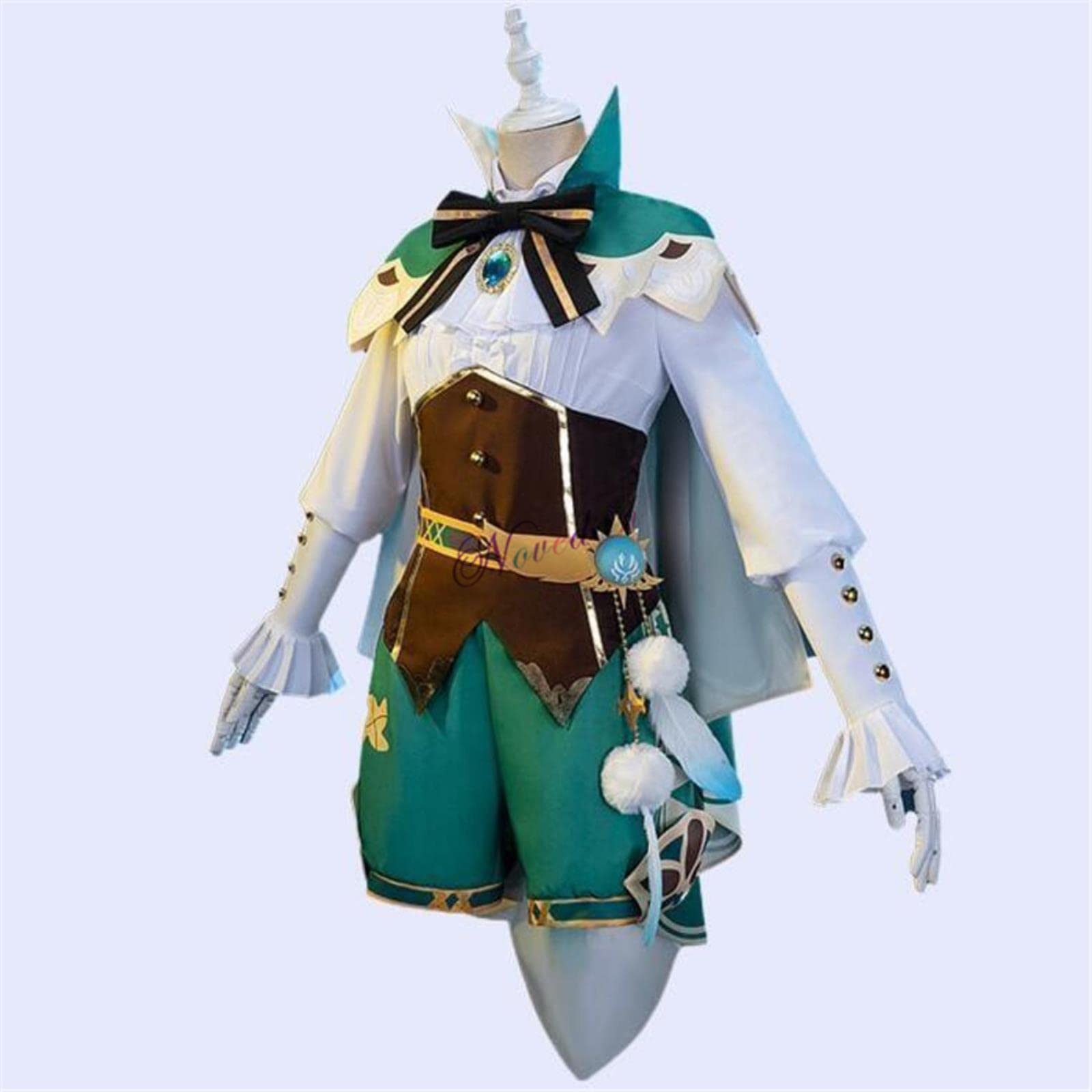 Puyyds Green Genshin Impact Cosplay Venti Costume Halloween Anime Game Genshin Impact Venti Cosplay Wig Shoes Harp Prop Outfit