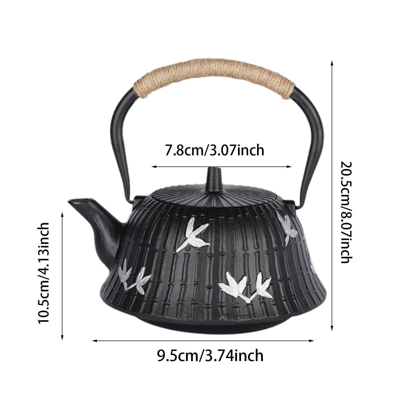 Tetera Tetera de Hierro Fundido Tetera Tradicional para Té Tetera Reforzada con Esmalte Uso Resistente Material de Adecuada para Hotele, Líneas Verticales, Individual