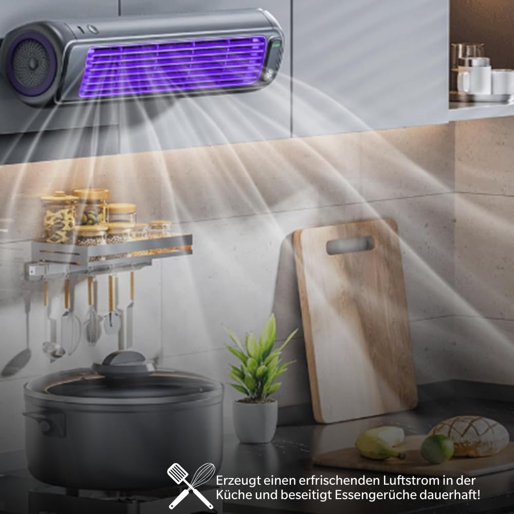 MEIION Festberg Cooling Ace - das Original Kompakter Wandventilator für Küche, Schlafzimmer & Toilette – Leiser, messerloser, kabelloser Ventilator, ideal für den Sommer