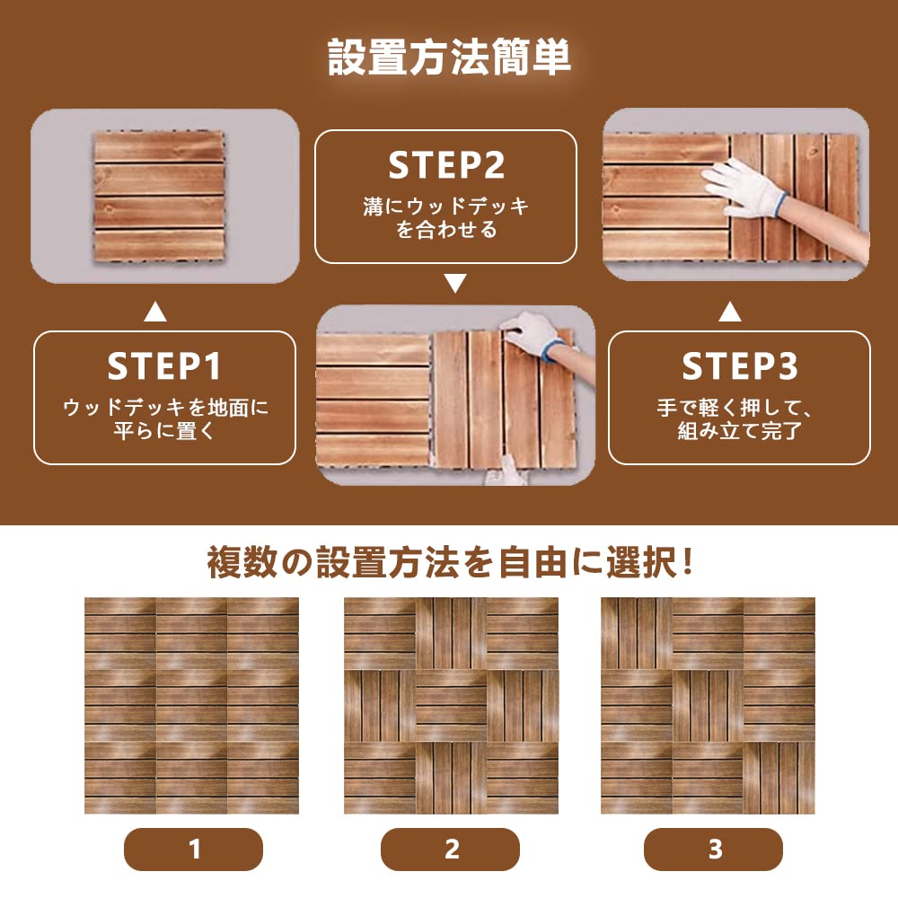Amazon.co.jp: ウッドデッキ ウッドパネル ウッドタイルフロアデッキ