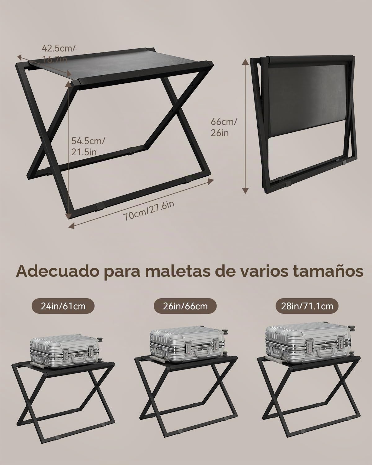 IBUYKE Luggage Rack for All Suitcase Sizes,Foldable Suitcase Stand,Metal Luggage Holder,Easy to Assemble for Bedroom Living Room Hotel,Black TLR001B-2