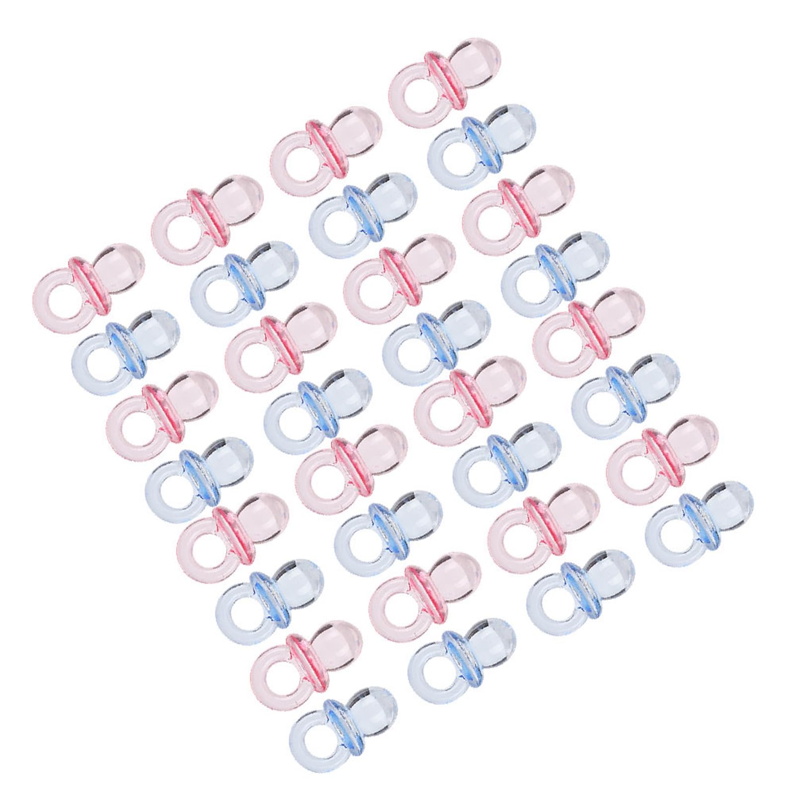 Chupones Para Baby Shower, Mini Pacifiers, Birthday Party Decoration Baby Baptism Soothing Mini Color Toys 100Pcs Acrylic Pacifier Baby Pacifier Toys (Transparent pink + blue)