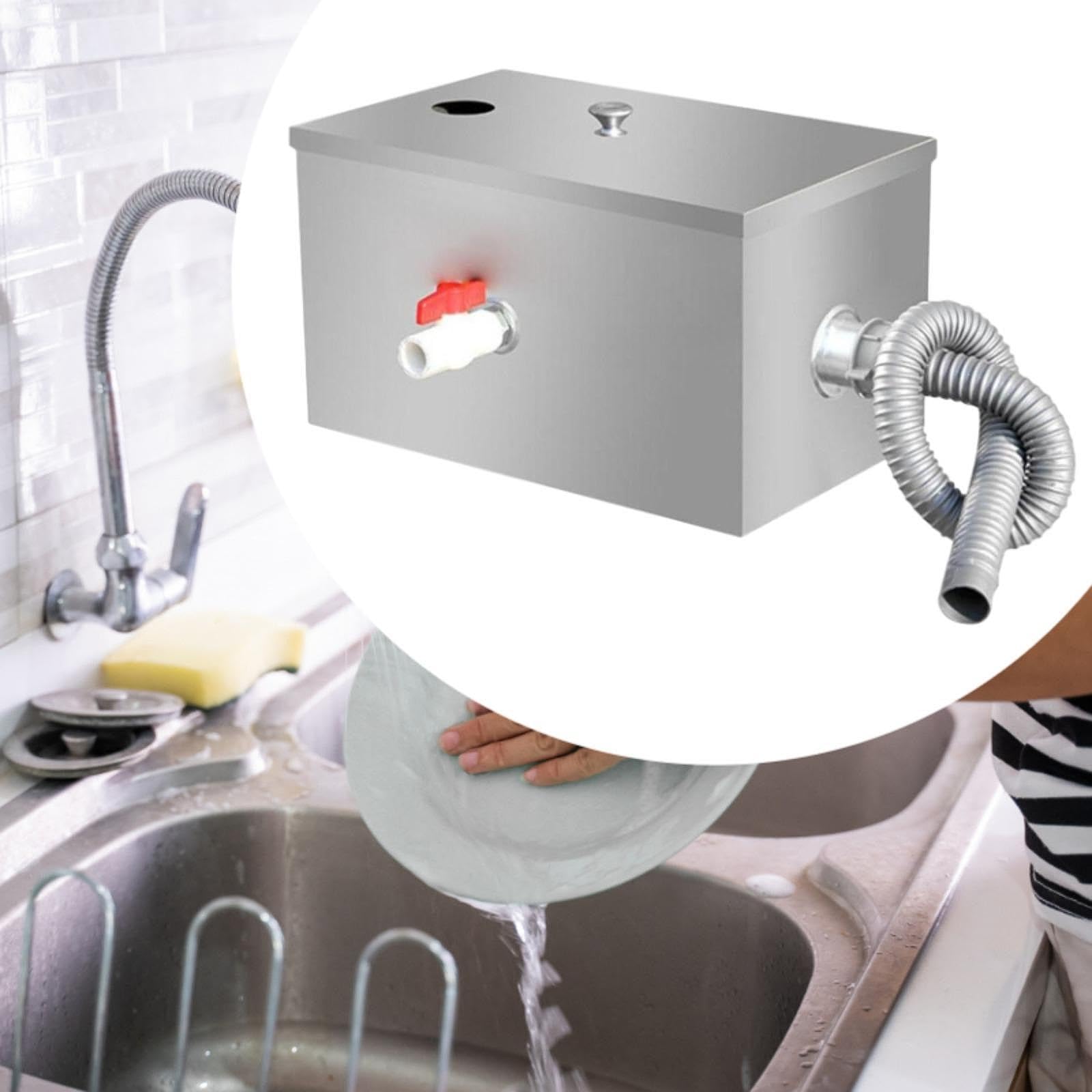 Milageto Separador de Filtro de Aguas residuales Debajo del Fregadero, de Entrada de Comercial, para cafetería, fábrica