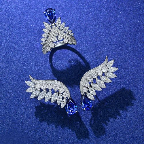 14K Solid Gold over S925 Pear Shaped 2ct 7 * 10MM Sapphire/Pink Moissanite Ring, Feather Crown Design, Ideal Gift for Engagement2