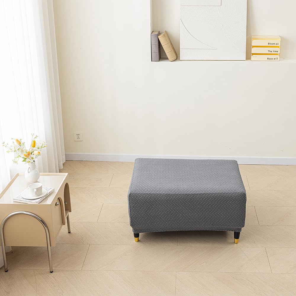 Copri Pouf Quadrato Fodera Ottomana Copri Sgabello Elasticizzato Fodera per Poggiapiedi Quadrato Blue Lake Quadrato S 33-45cm