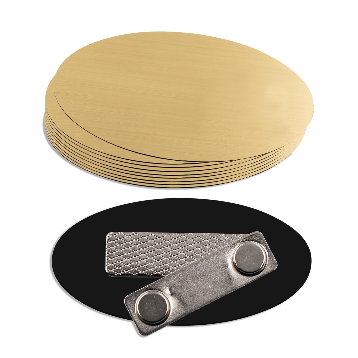 Oval Name Badge Blanks with Magnet - 10 Pack (Brushed Gold)