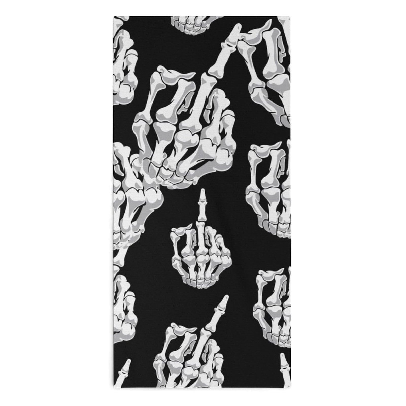 NCLQVJXZKHW Skull Middle Finger Hand Towels Soft Face Towel Gym Bathroom Travel Hotel 13"x28"