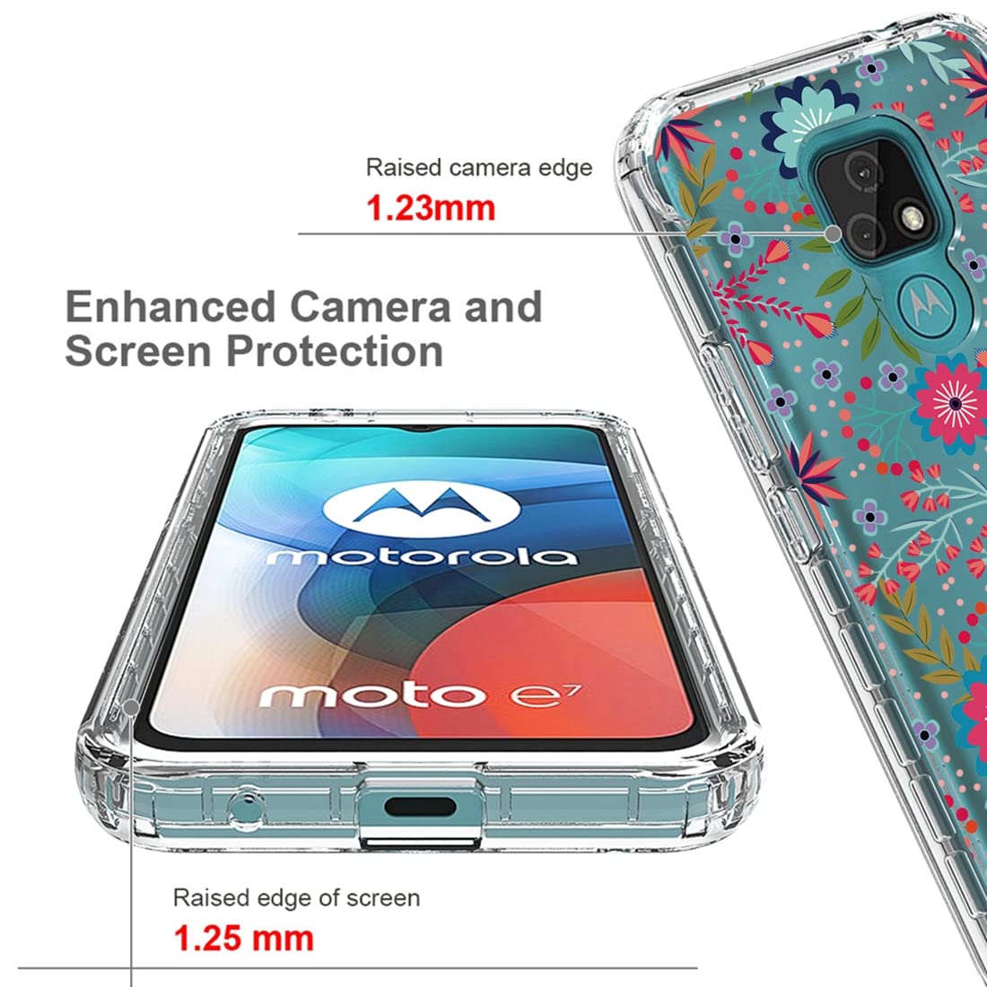 Funda Transparente Con Purpurina Para Motorola Moto E7 Plus E7 Power