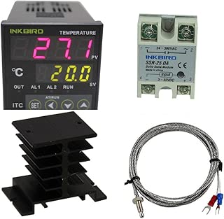 Inkbird AC 100 to 220V ITC-100VH Digital PID Thermostat Temperature Controller 25DA SSR Black Heat Sink K Thermocouple - coolthings.us