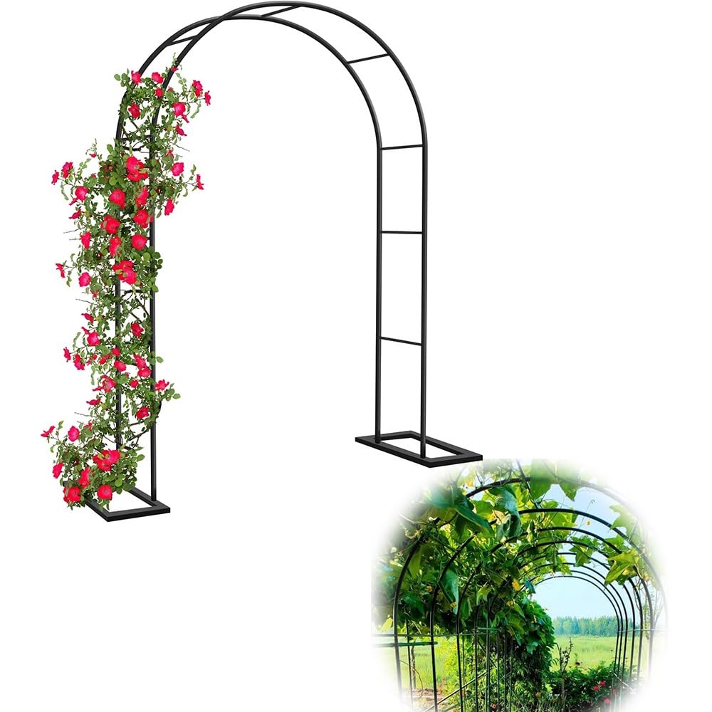 Metalowy łuk ogrodowy, krata do roślin pnących, wysokość 7 1/1,5 m × 1,8 m szerokości, łuk ogrodowy, krata do roślin pnących, łuk pergoli na wesela na świeżym powietrzu, np. na trawniku leśnym