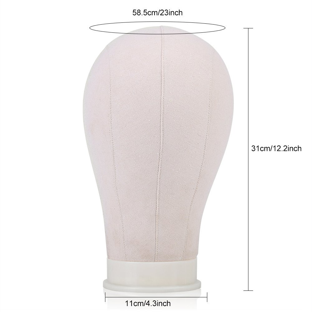 Tête de mannequin en toile de liège avec pince de fixation - Bloc pour perruque 21-23 pouces, support de coiffure pour formation, présentation de perruques et accessoires
