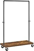 VASAGLE UHSR65BX Heavy Duty Industrial Clothes Rack with Shelf, Rolling Garment Rack for Bedroom & Laundry, 66lb Hanging Capacity