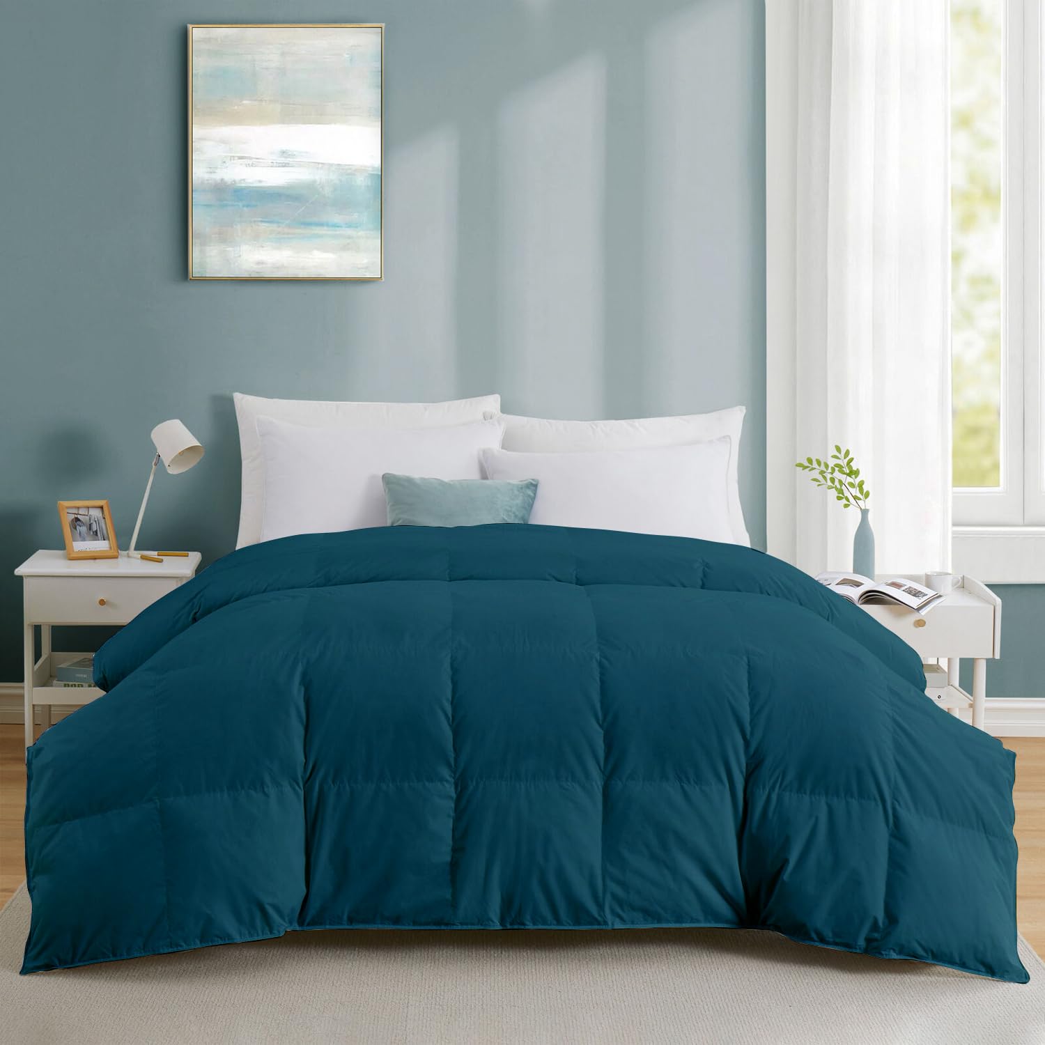 Razzai All-Season Comforter 220 GSM | Super Soft Fluffy & Lightweight Comforter Double Bed Comforter (90" X 100" Inches/228Cm X 254Cm) - Teal