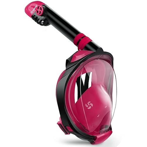 Greatever G2 Full Face Snorkel Mask with Latest Dry Top System,Foldable 180 Degree Panoramic View Snorkeling Mask with Camera Mount,Safe Breathing,Anti-Leak&Anti-Fog - Black Large/ X-Large