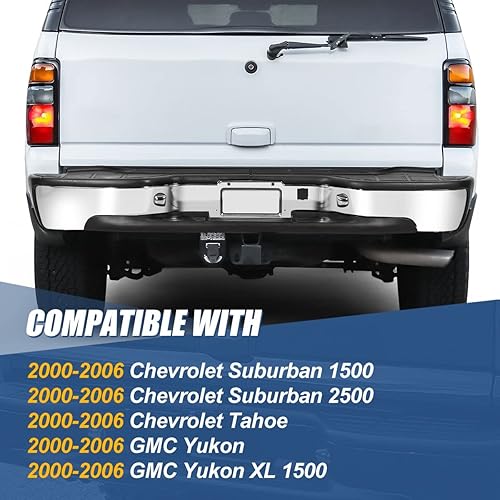 Miniatura 7 de Auto Dynasty Conjunto de parachoques trasero compatible con Chevy Suburban 1500 2500 Tahoe Yukon XL 2000-2006, con almohadilla de escalón, luces de