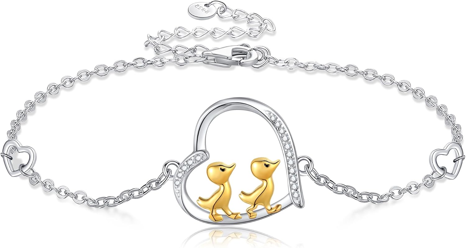 Animal Bracelet Sterling Silver Duck/Dachshund/Capybara/Panda/Penguin/Highland Cow Bracelet