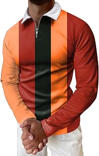 Men's Classic Plain Polo Shirt Long Sleeve Cotton Tee Top Athletic Fit Pattern Oversized T Shirts for Men Fashionable Mature Oversized Sweatshirt Men Shrink-Less Work Men's Long Sleeve Tops