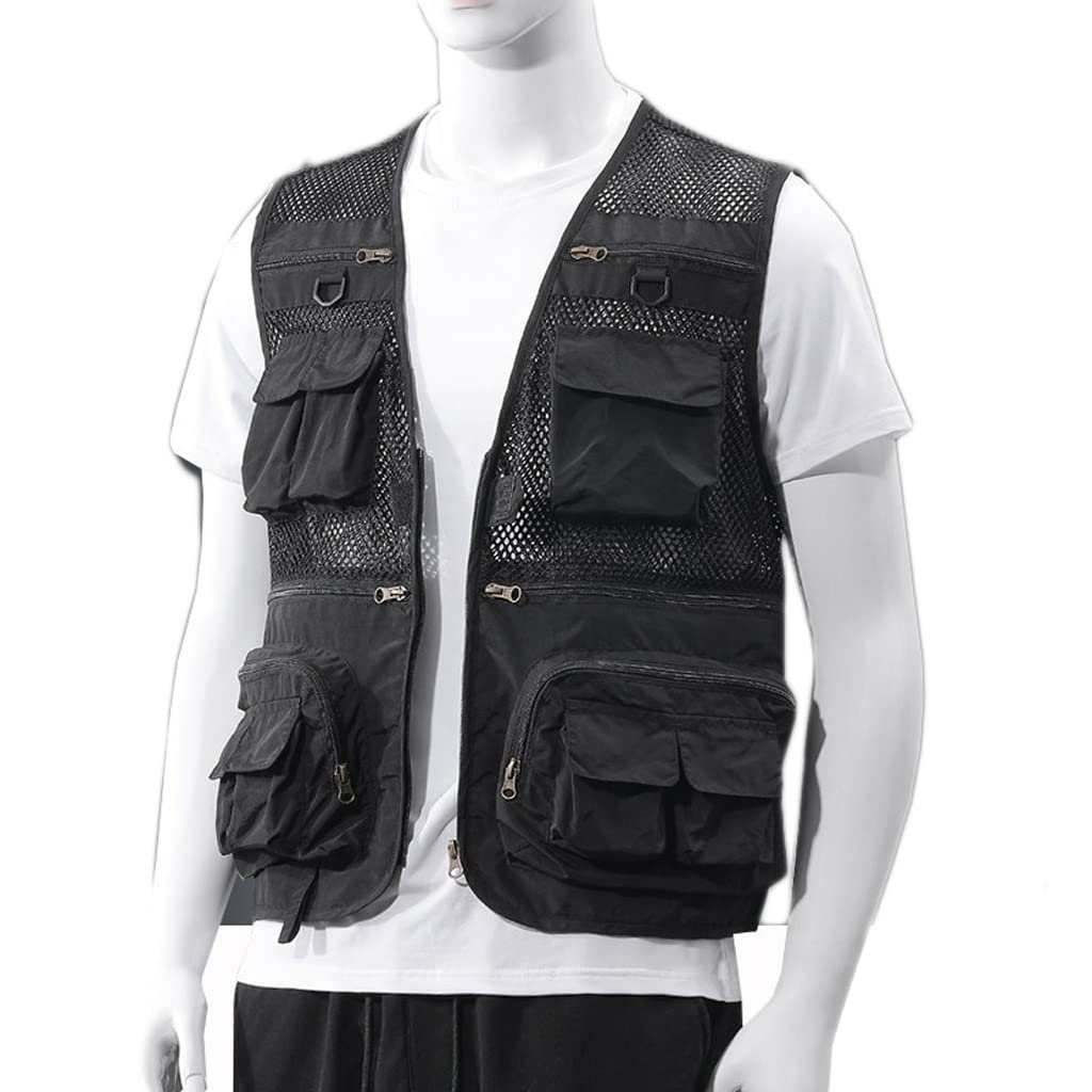 Chaleco de pesca multibolsillo para hombre con malla transpirable 7