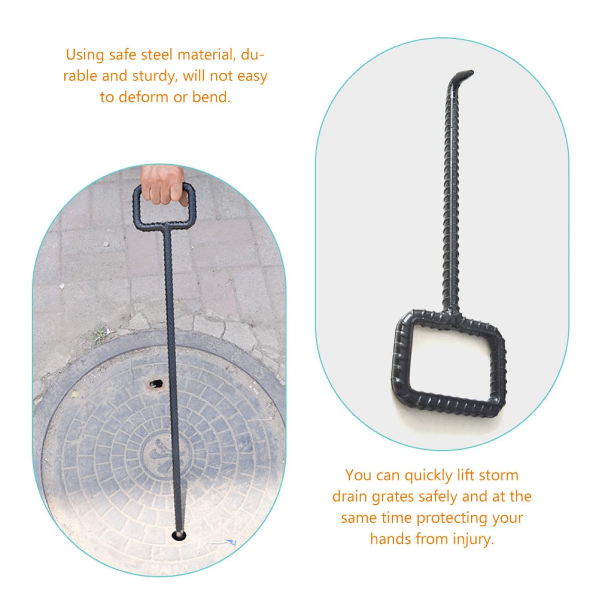 Crochet de Levage en Acier Noir pour Regard et Porte à Volet Roulant, Multi-fonctionnel et Résistant pour Usage Extérieur