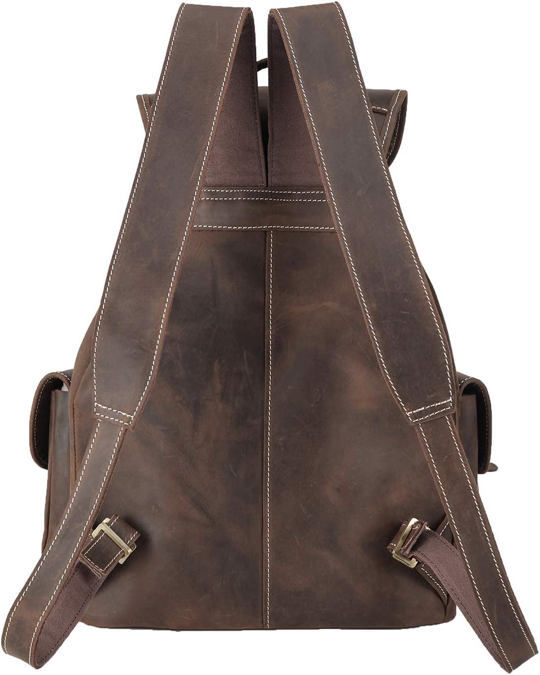 Polare Vintage Full Grain Leather Rucksack Backpack Casual Travel Satchel Bag Daypack For Men Women - Image 4