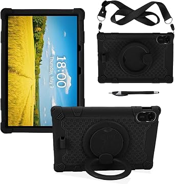 For Xiaomi Redmi Pad 2 Tablet Case 11 Inch Includes Shoulder Strap, Pen Holder, Stand Function, Redmi Pad 2 Case Cover, Shock Resistant Case, Full Protective Cover. Black