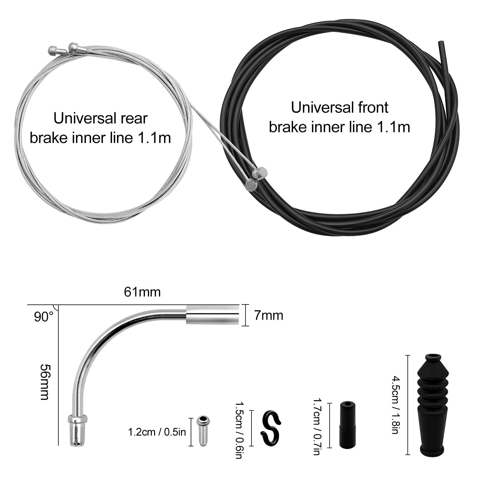 Set di cavi freno per bicicletta Gemtte, 2 set di Bowdenzug universali per bicicletta e cavo del cambio, set di cavi freno per bicicletta con 2 V-Bremskrümmer (90 gradi) per mountain bike, bici da