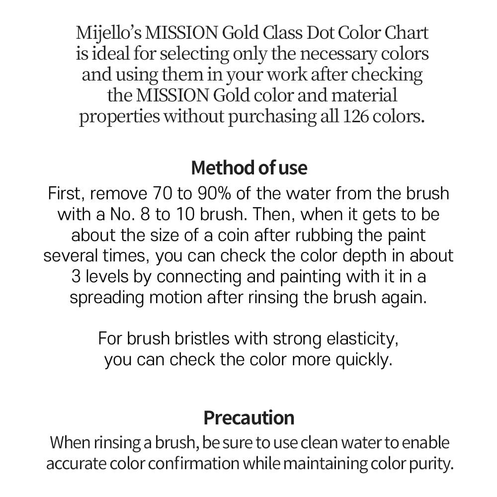 Mijello Gold Class Water Colors Handmade Dot Color Chart 126 Colors