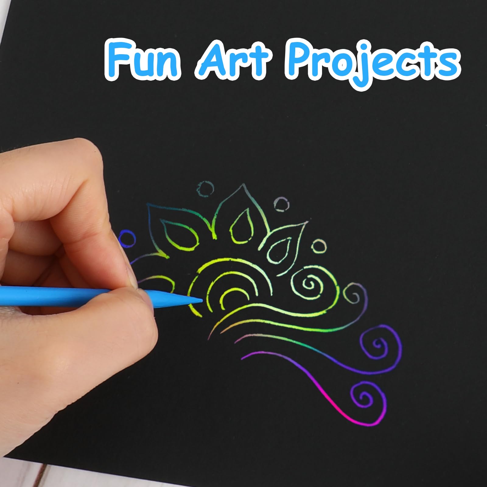 50 Penne Per Scratch Art In Legno - 5 Colori, Stilo Per Graffiare, Idee Per DIY E Lavoretti Creativi - Foto 6