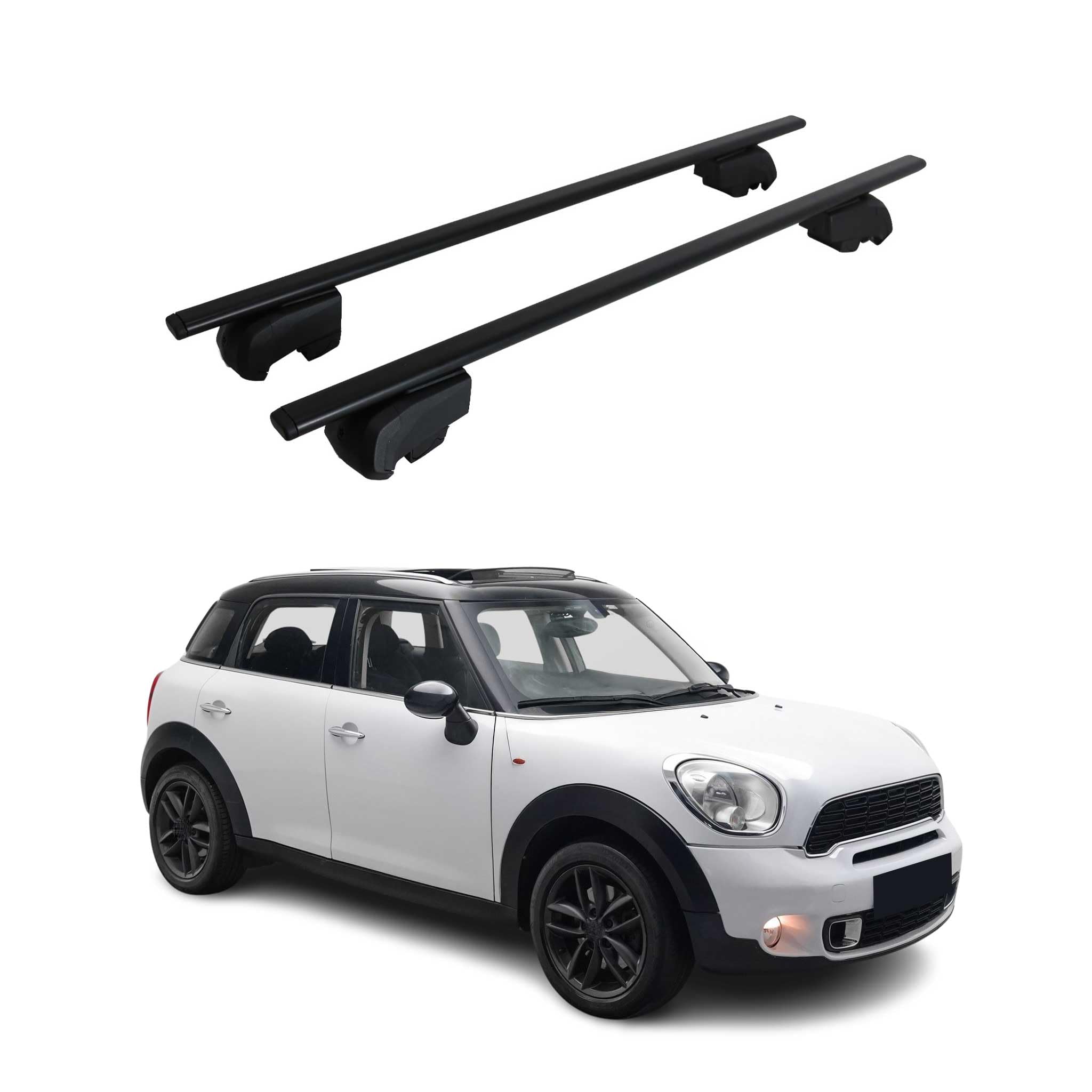 Lot de 2 barres de toit compatibles avec Mini Countryman I 2010-2016 TÜV ABE en aluminium noir