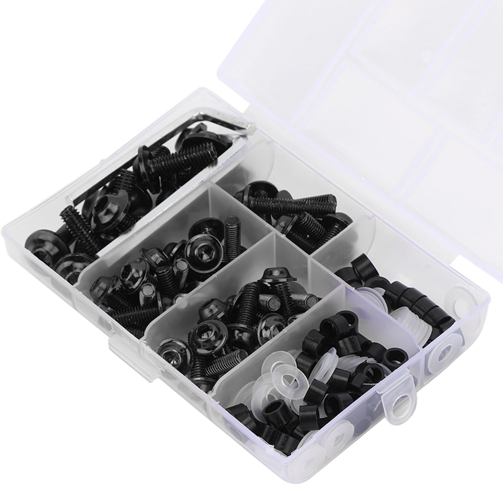 Kit de tornillos para carenado de motocicleta, Juego de pernos en acero inoxidable negro con herramientas, 158 piezas para mantenimiento y modificación de motos, Set completo para DIY