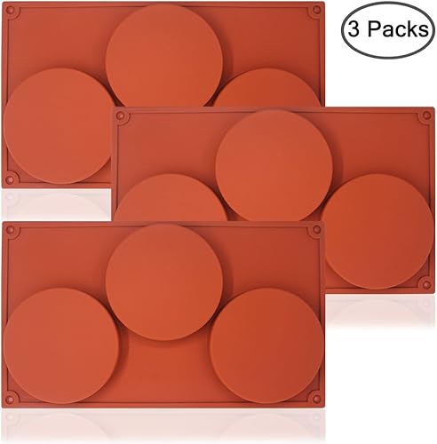 Miniatura 3 de SourceTon Molde redondo grande de silicona para tartas de 3 cavidades, paquete de 3 moldes antiadherentes para hornear, pasteles, dulces, jabón,
