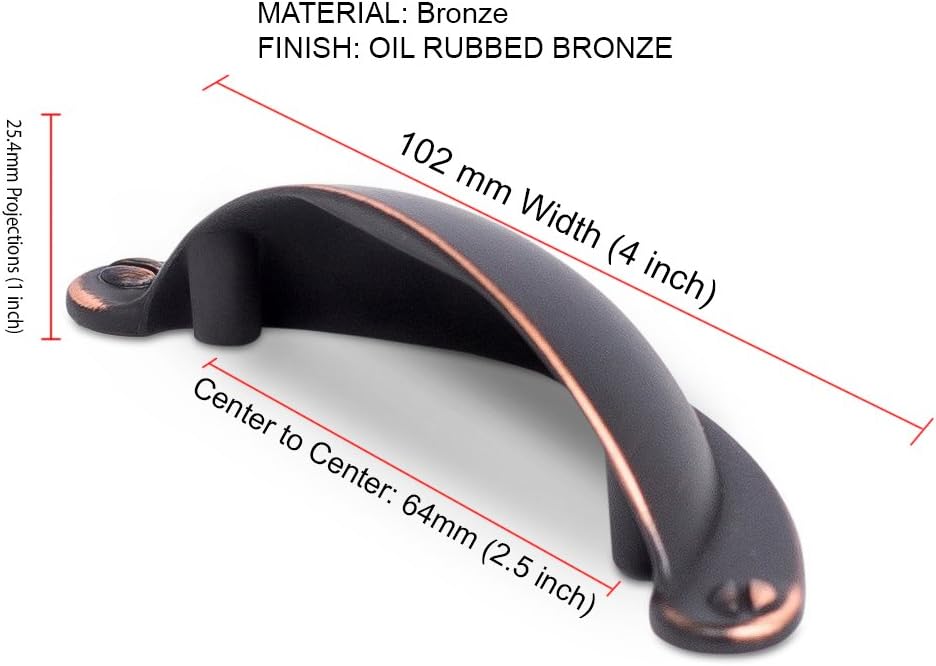 BIRDROCK HOME Decorative Handle Pull - Oil Rubbed Bronze - 25 Pack - 2.5 Inch Kitchen Cupboard Furniture Cabinet Hardware Drawer Dresser Pull