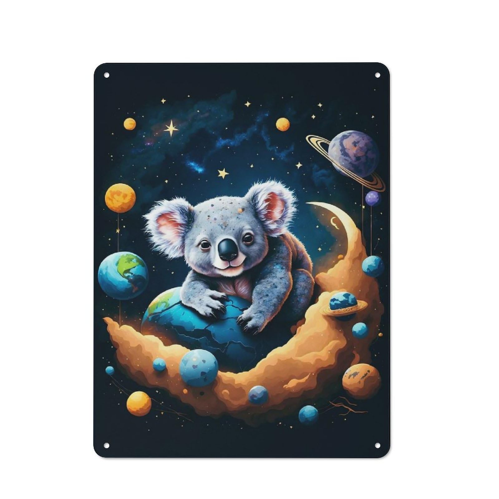 Junmoney Koala Crescent Moon Vintage Metal Plaque 40X30cm For Guest Room Or Hallway, A Decorative Christmas Gift For Guest Room Decorators