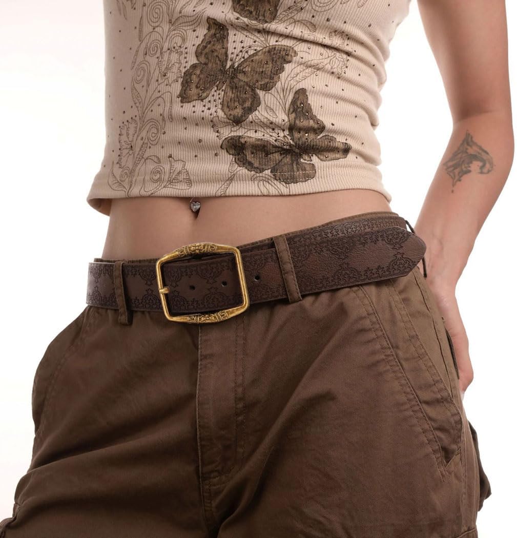 Bounzhi Western Belt for Women Cowboys Cowgirls Leather Belt Vintage Country Belts for Jeans - Image 4