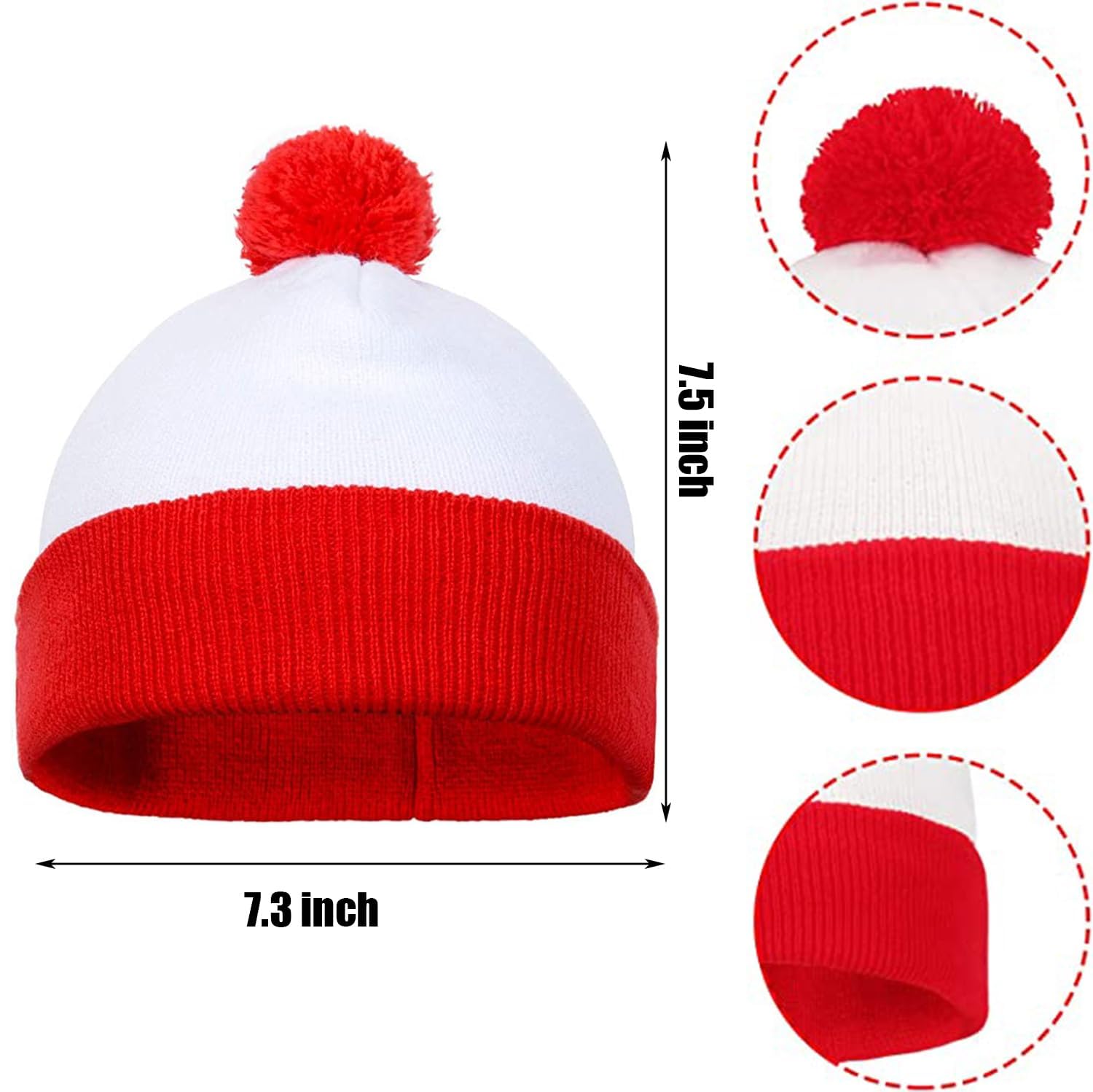 Kavoc Red and White Stripe Shirt Costume Set for Adult Include Striped Shirt Hat Beanie Black Plastic Glasses and Cane for Christmas World Book Week Masquerade Cosplay Outfit (L) - Image 3
