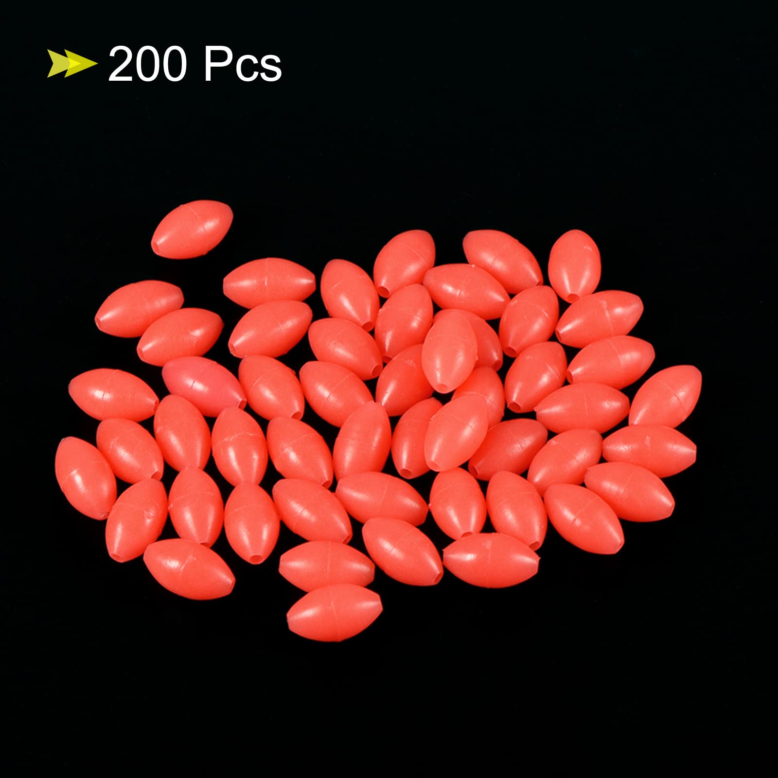 PATIKIL 10x6mm Luminosas Pesca Cuentas, 200uds Suave Plástico Brillante Pesca Cebo Huevos Aparejo Cuenta Aparejo Herramienta Ovalada, Rojo